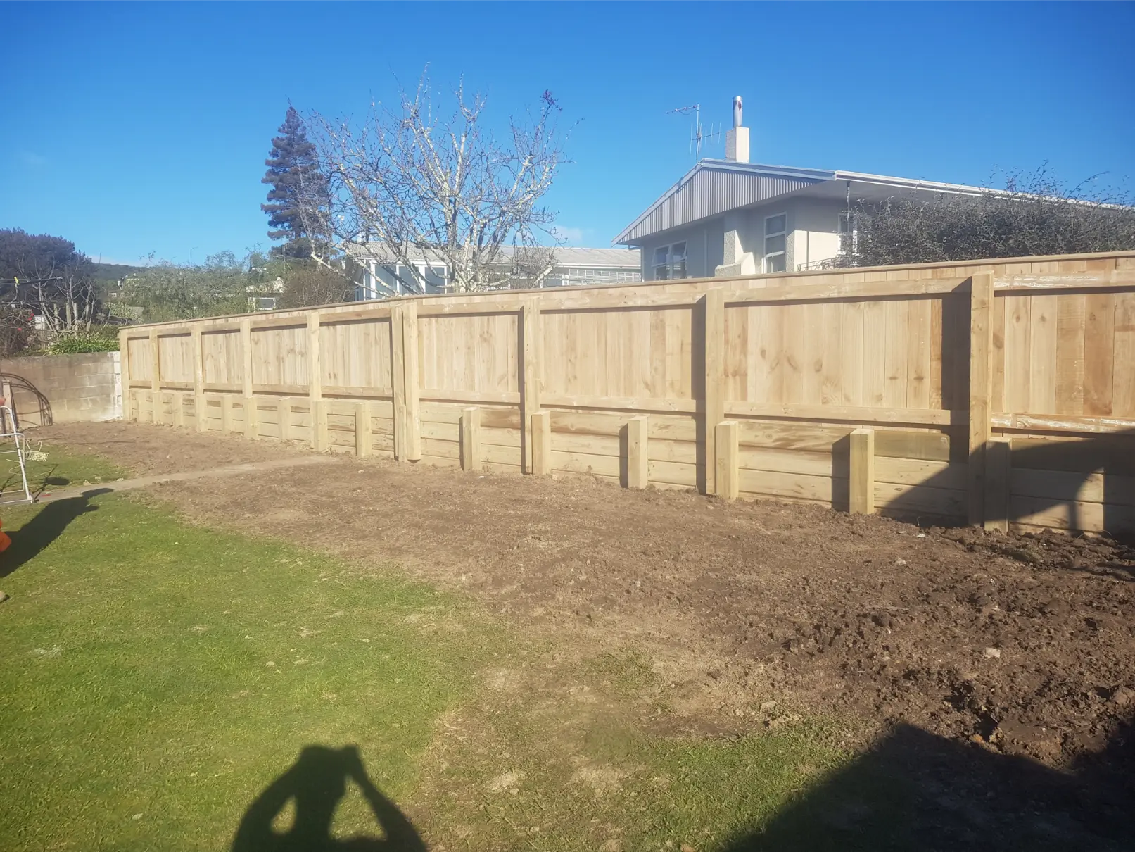 Retaining Wall and Fence Combination